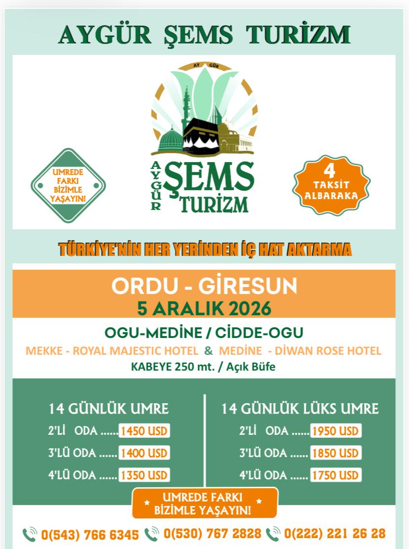 Aygür Şems Turizm umre broşürü